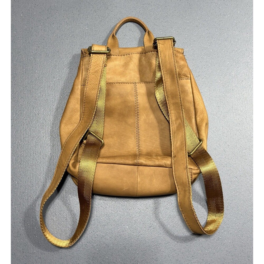 American Leather Co Leather Backpack Purse Tan Saddle Daily Shoulder Bag - Picture 3 of 6